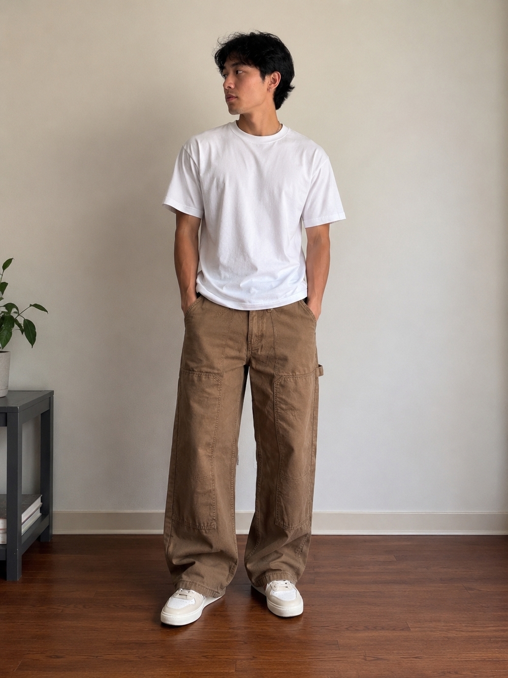 Original Use Wide-Leg Cargo Pants in Brown